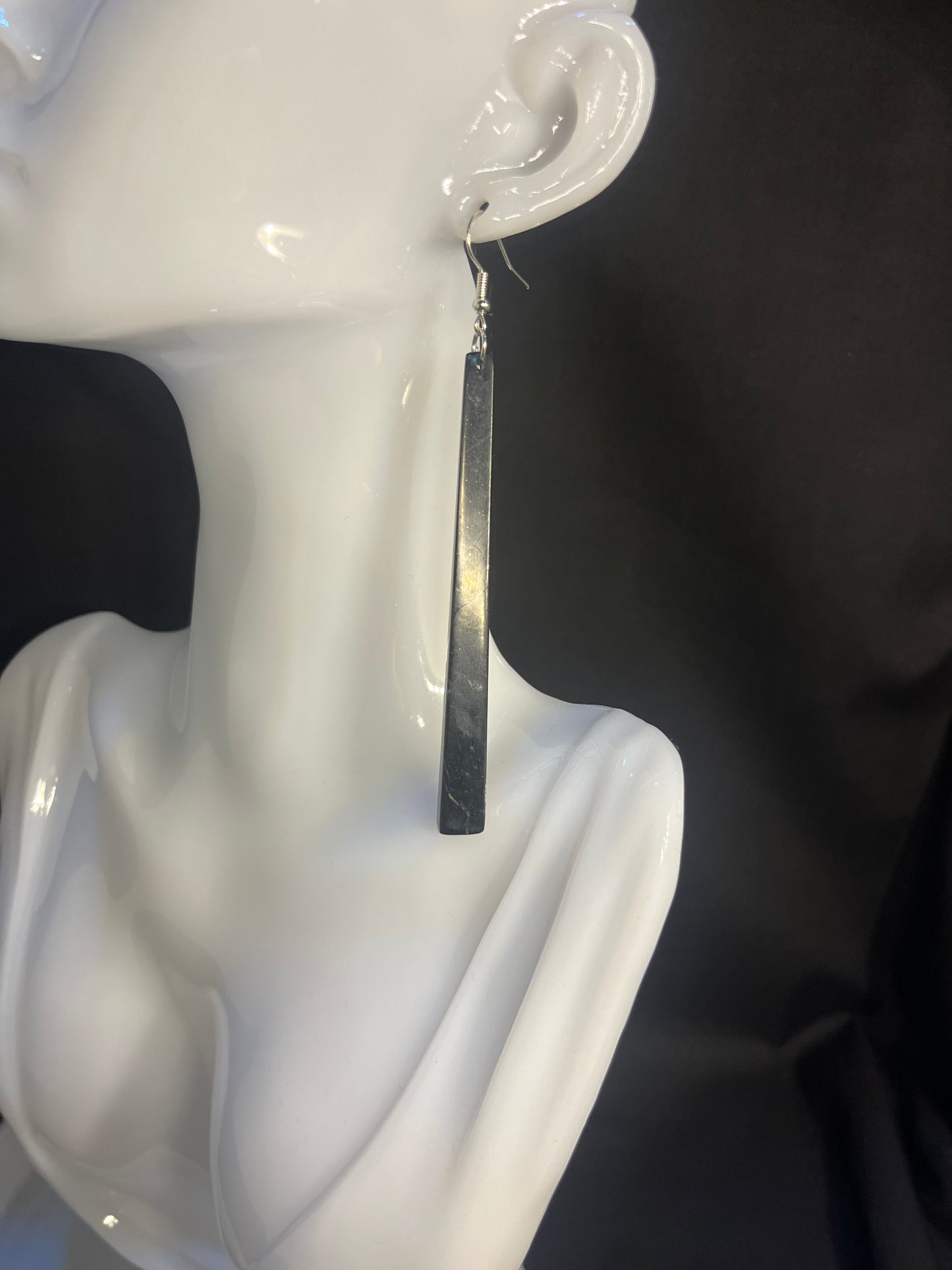 Black Pounamu Earrings Large